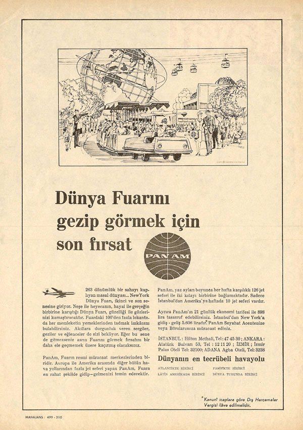 1965 A Turkish language ad for the New York World's Fair.